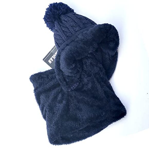 Winter Beanie Scarf Set Fleece Lined Knit Balaclava Ski Snow Hat Pompom main image 3